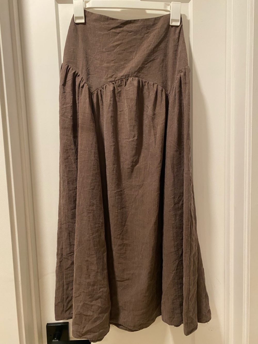 Zara Women’s Yoke Brown Maxi Skirt – Flowing A-Line Casual Skirt